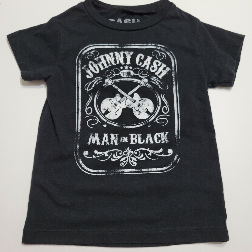 Cash Johnny Cash Man In Black Boys Graphic T-Shirt Black Crew Neck Pullover 2T